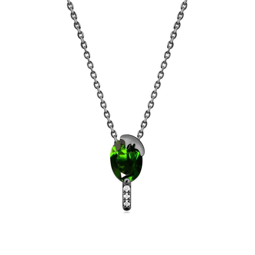 Unique Oval Diopside Necklace - LUO Jewelry #metal_black finish sterling silver