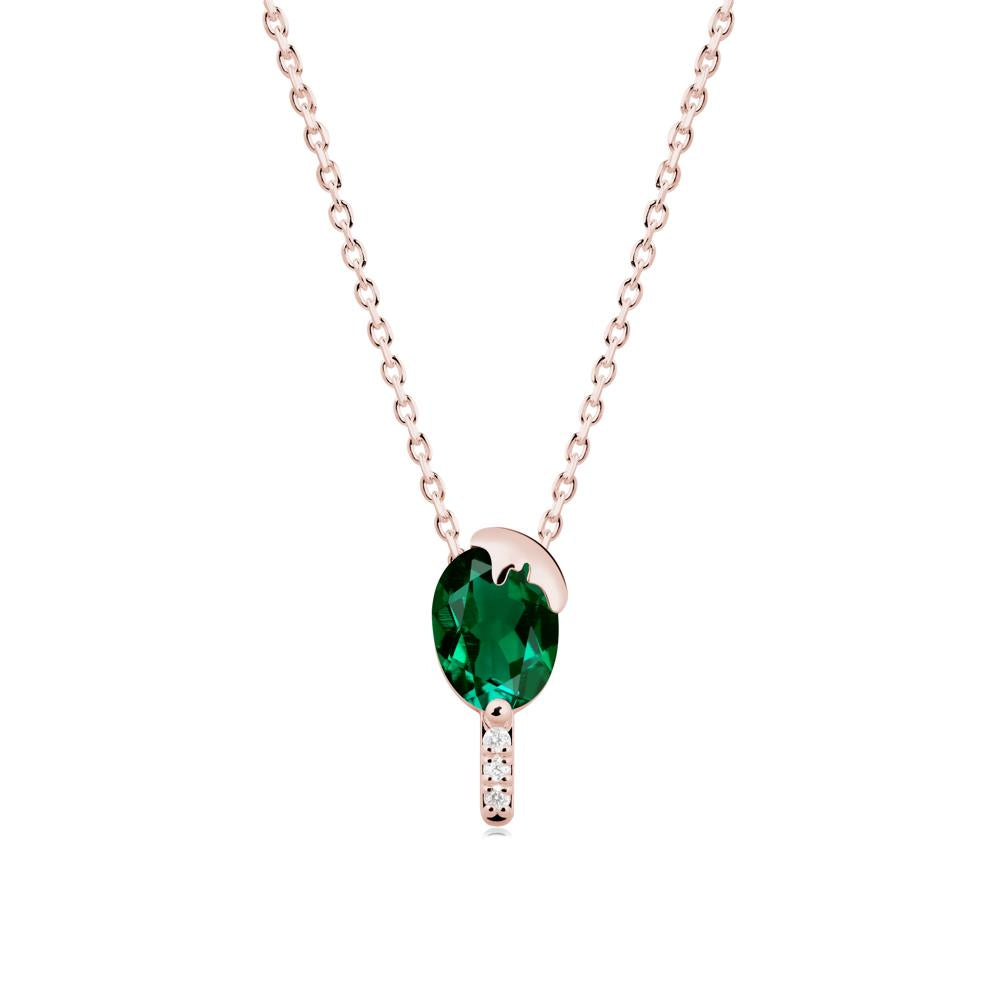 Unique Oval Emerald Necklace - LUO Jewelry #metal_18k rose gold