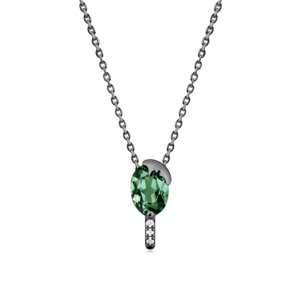 Unique Oval Green Sapphire Necklace - LUO Jewelry #metal_black finish sterling silver