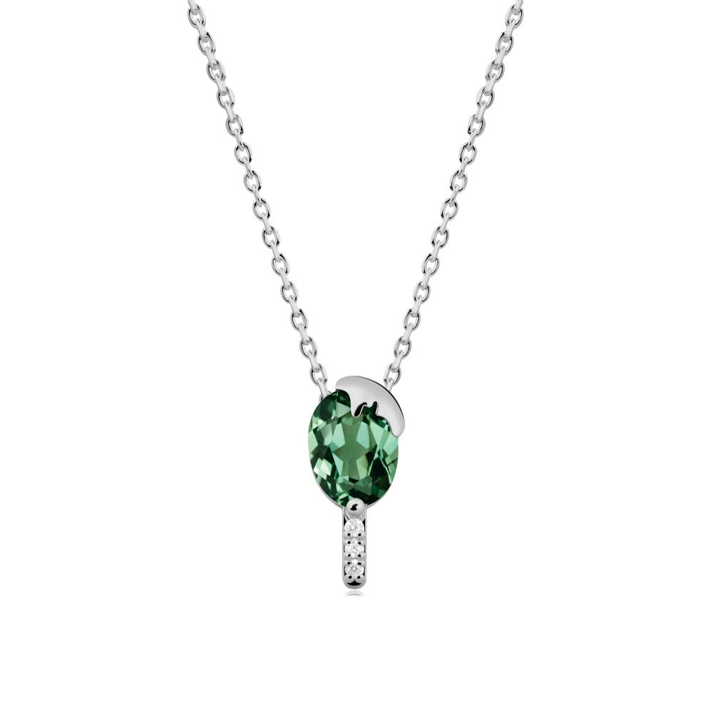 Unique Oval Green Sapphire Necklace - LUO Jewelry #metal_platinum