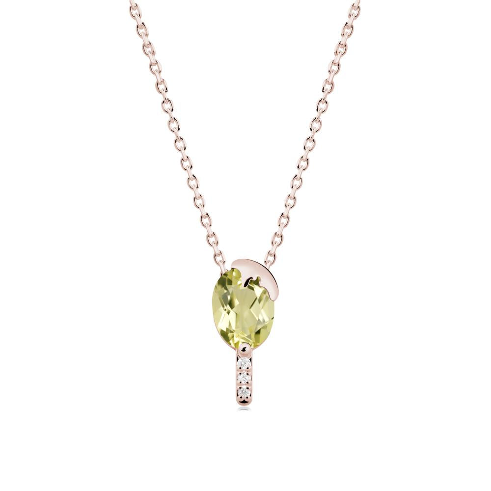 Unique Oval Lemon Quartz Necklace - LUO Jewelry #metal_14k rose gold