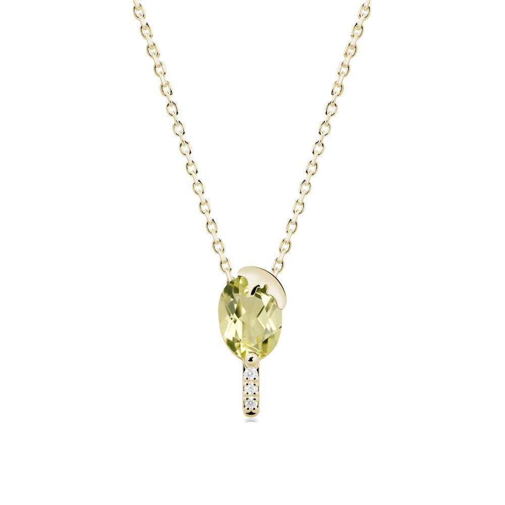 Unique Oval Lemon Quartz Necklace - LUO Jewelry #metal_14k yellow gold