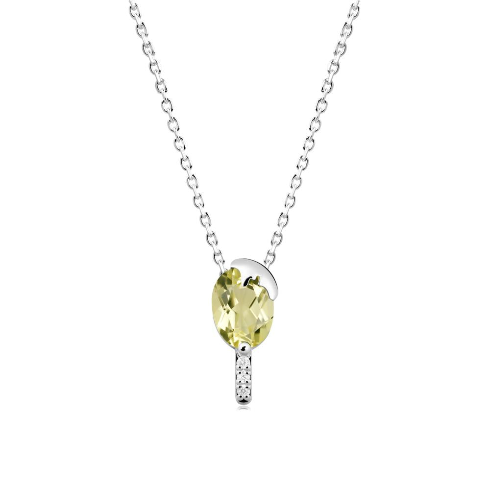 Unique Oval Lemon Quartz Necklace - LUO Jewelry #metal_18k white gold