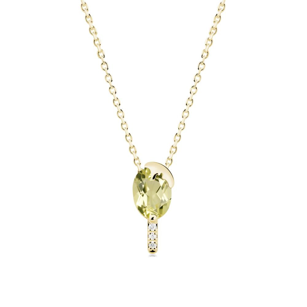 Unique Oval Lemon Quartz Necklace - LUO Jewelry #metal_18k yellow gold