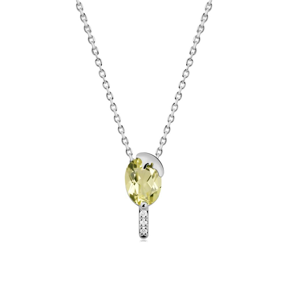 Unique Oval Lemon Quartz Necklace - LUO Jewelry #metal_platinum
