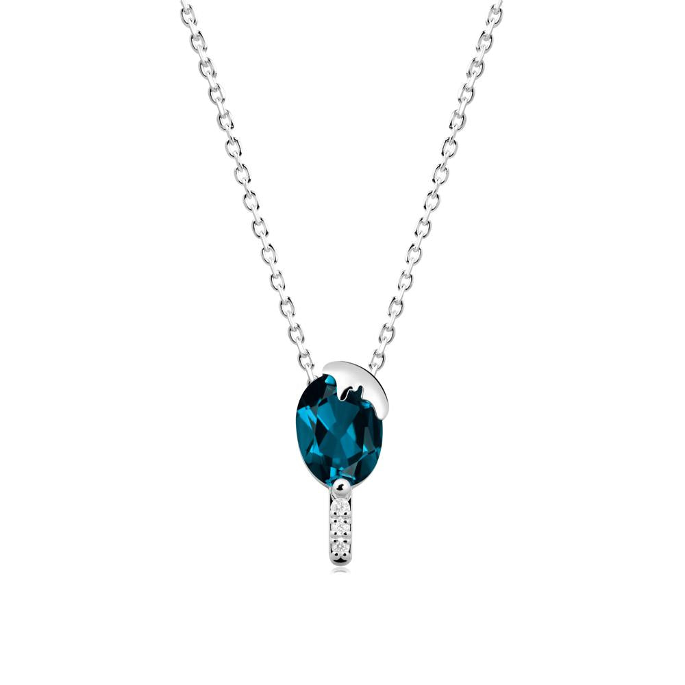 Popsicle Inspired Oval London Blue Topaz Pendant - LUO Jewelry #metal_14k white gold