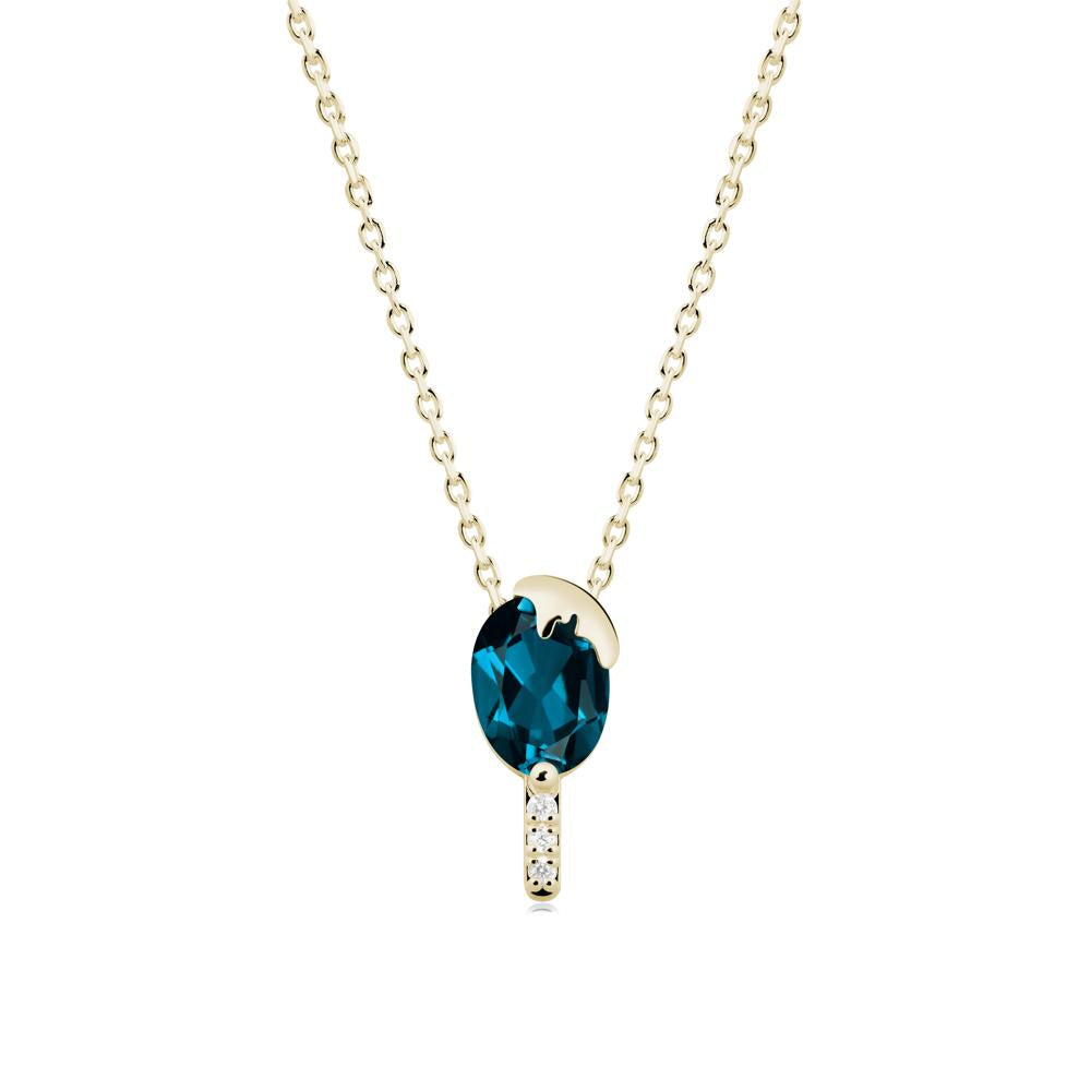 Popsicle Inspired Oval London Blue Topaz Pendant - LUO Jewelry #metal_14k yellow gold