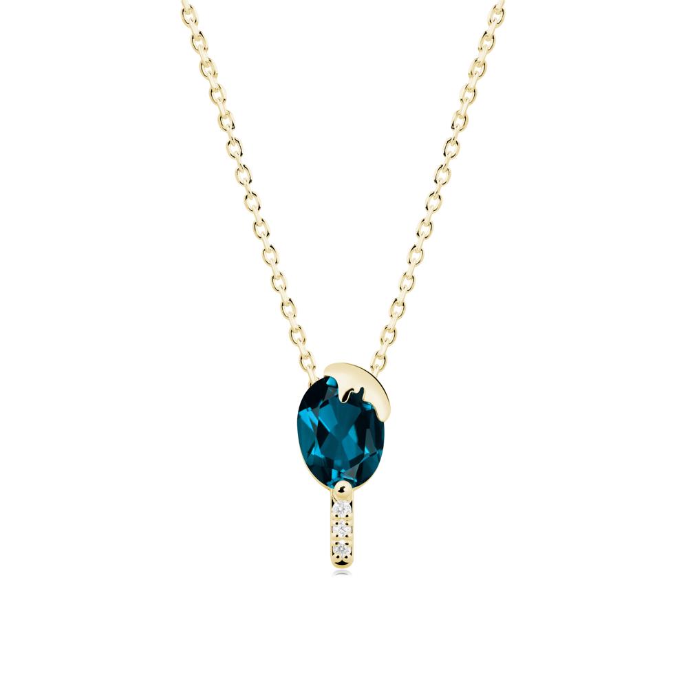 Popsicle Inspired Oval London Blue Topaz Pendant - LUO Jewelry #metal_18k yellow gold