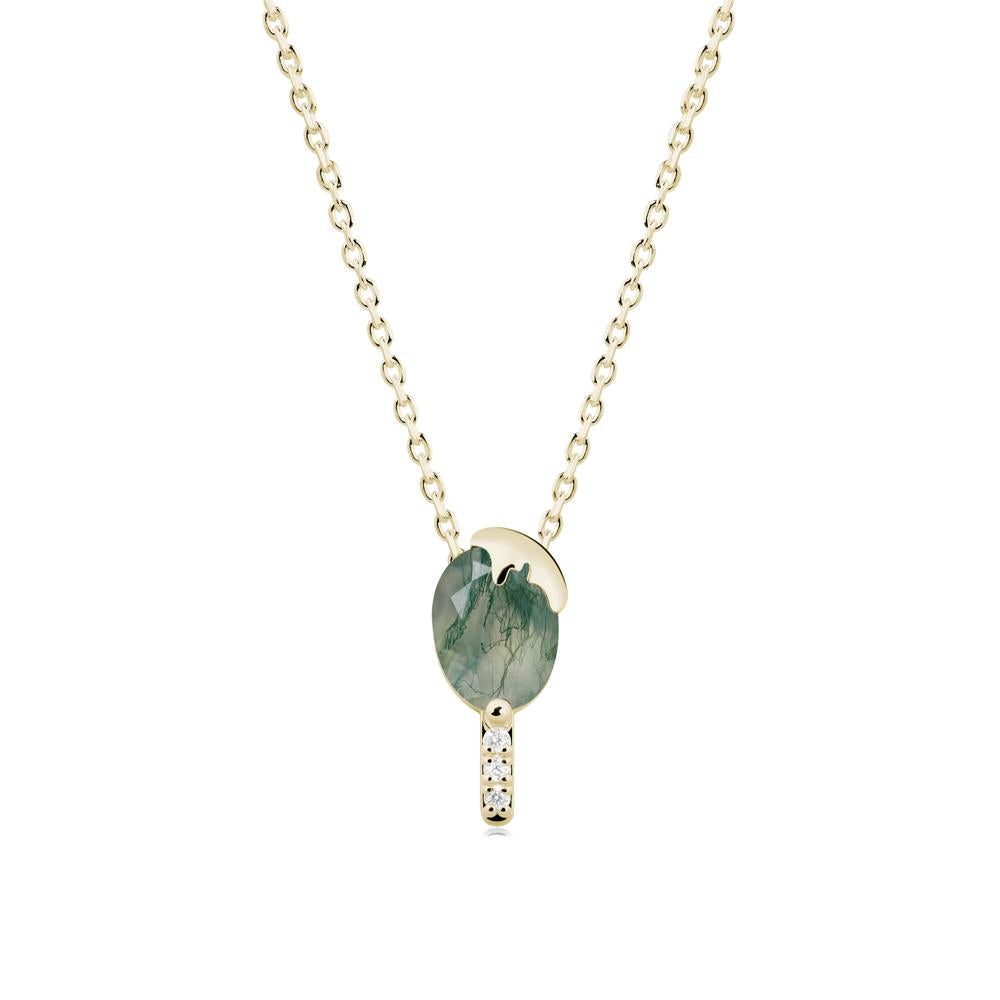 Unique Oval Moss Agate Necklace - LUO Jewelry #metal_14k yellow gold