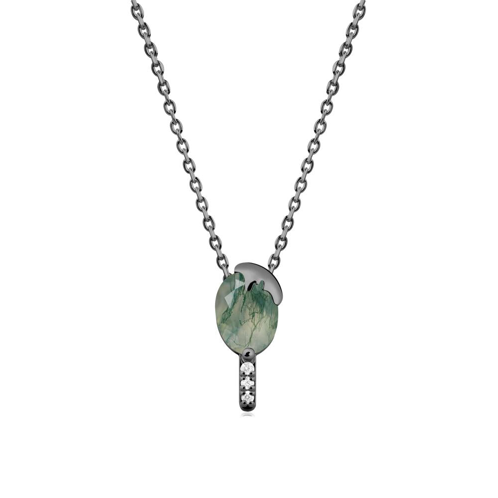 Unique Oval Moss Agate Necklace - LUO Jewelry #metal_black finish sterling silver