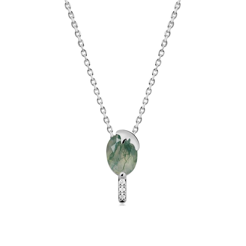 Unique Oval Moss Agate Necklace - LUO Jewelry #metal_platinum