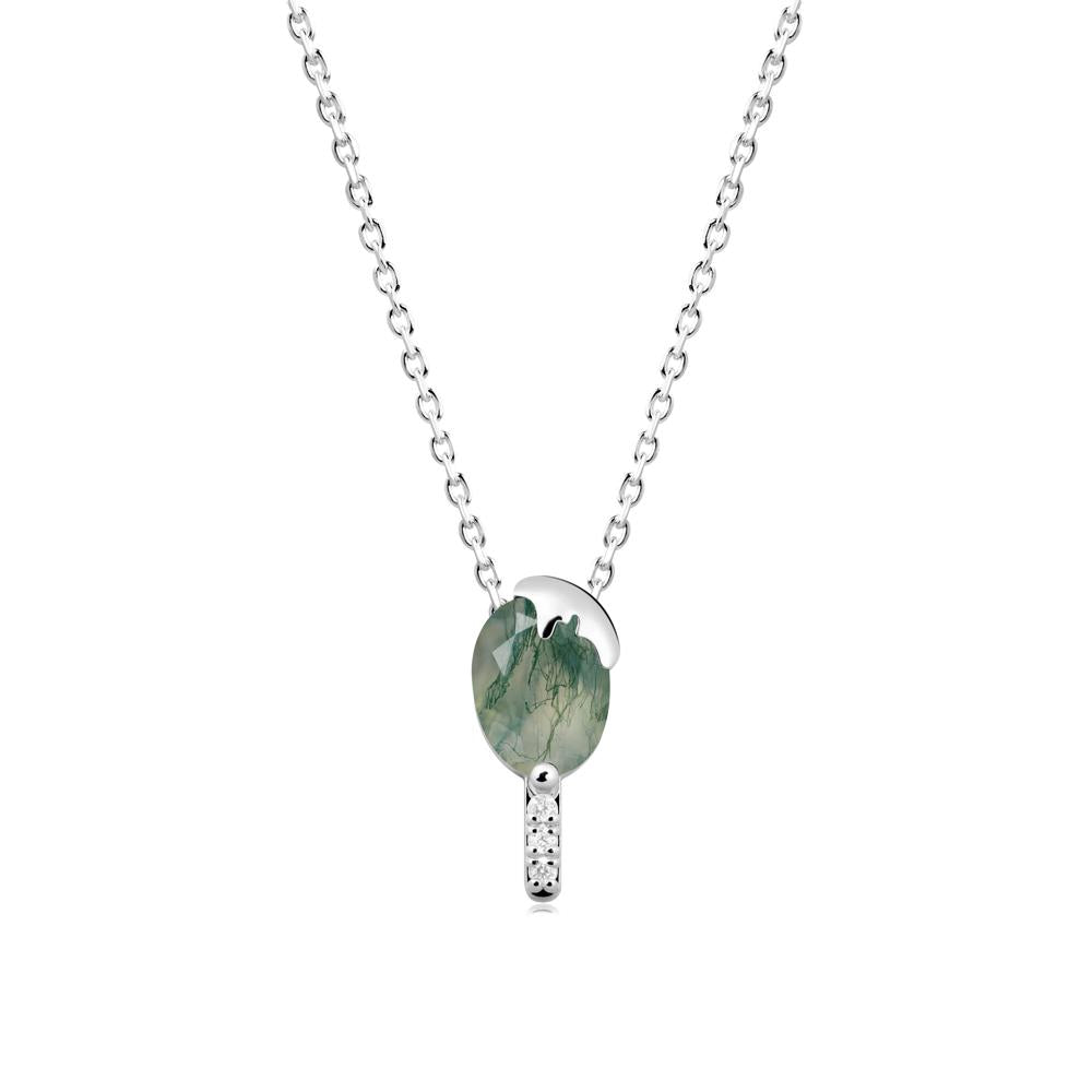 Unique Oval Moss Agate Necklace - LUO Jewelry #metal_sterling silver