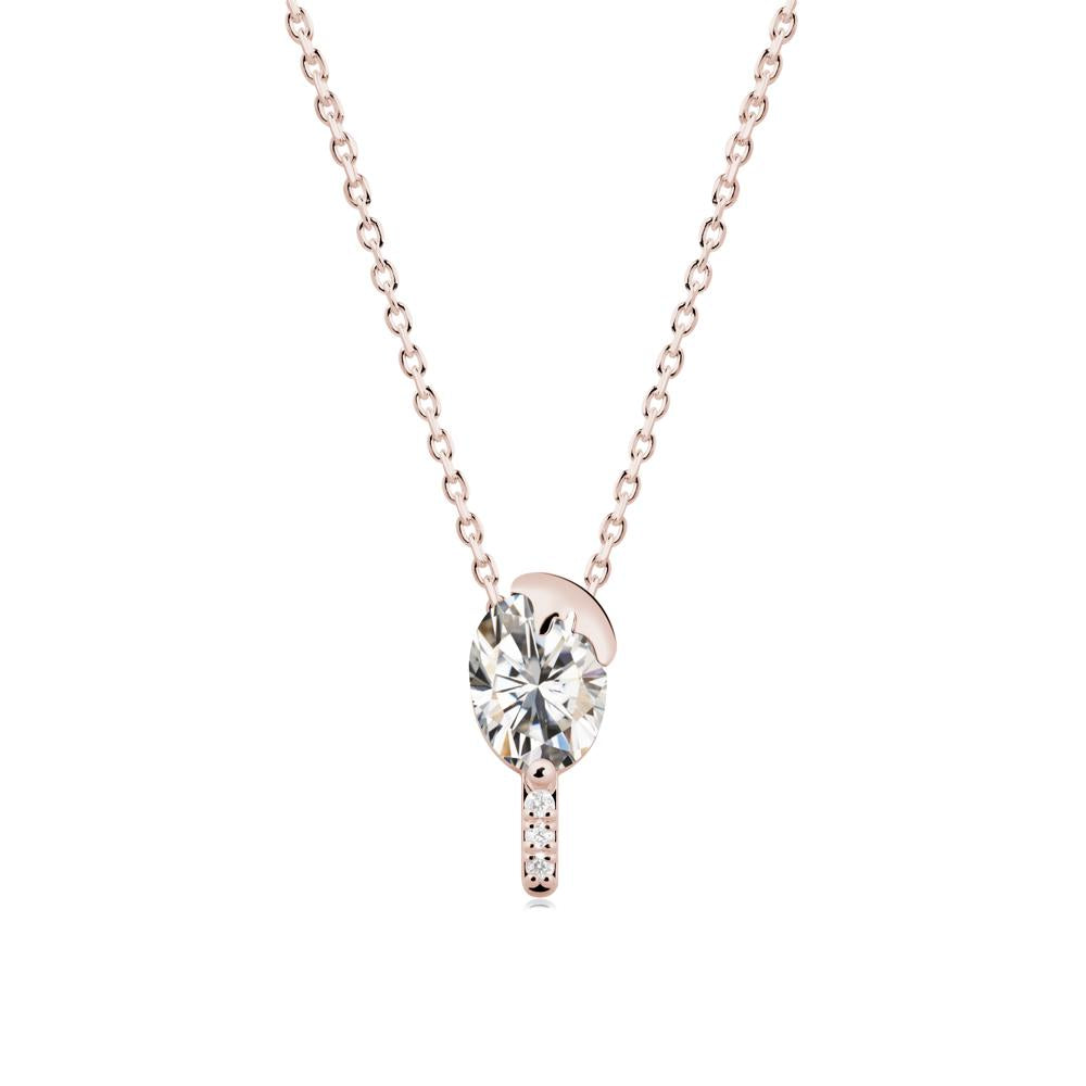 Unique Oval Moissanite Necklace - LUO Jewelry #metal_14k rose gold