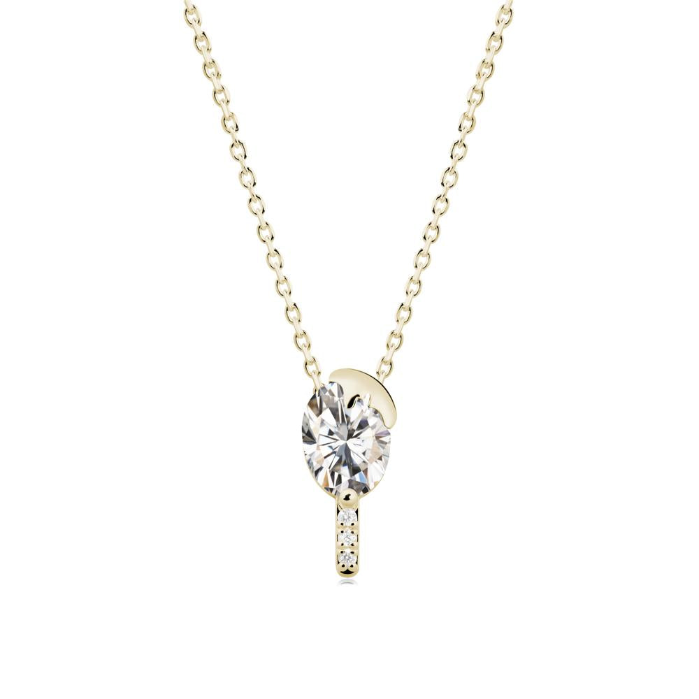 Unique Oval Moissanite Necklace - LUO Jewelry #metal_14k yellow gold
