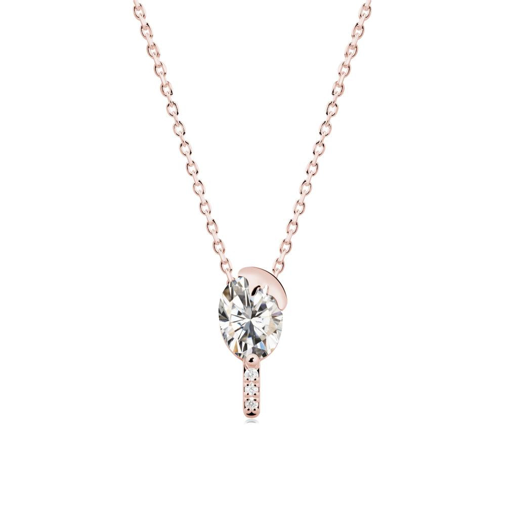 Unique Oval Moissanite Necklace - LUO Jewelry #metal_18k rose gold