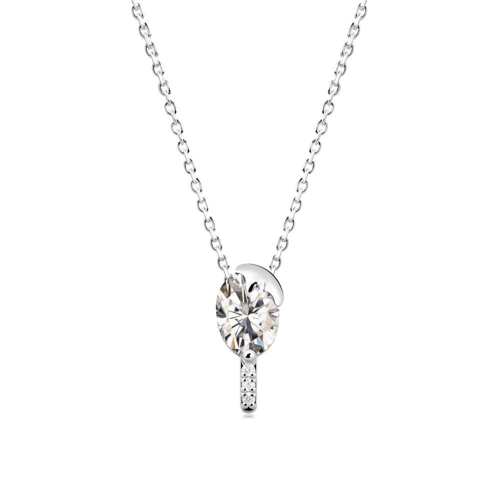 Unique Oval Moissanite Necklace - LUO Jewelry #metal_18k white gold
