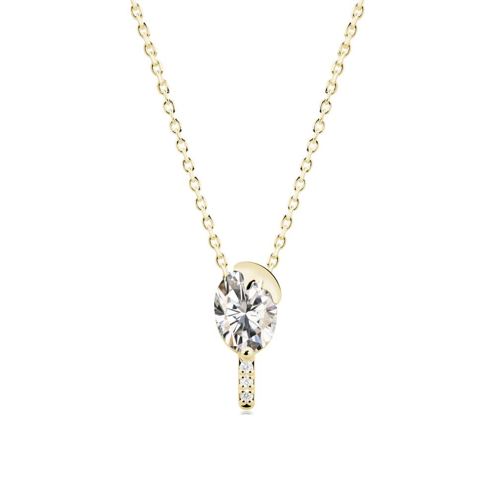 Unique Oval Moissanite Necklace - LUO Jewelry #metal_18k yellow gold