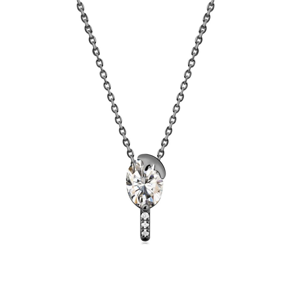 Unique Oval Moissanite Necklace - LUO Jewelry #metal_black finish sterling silver