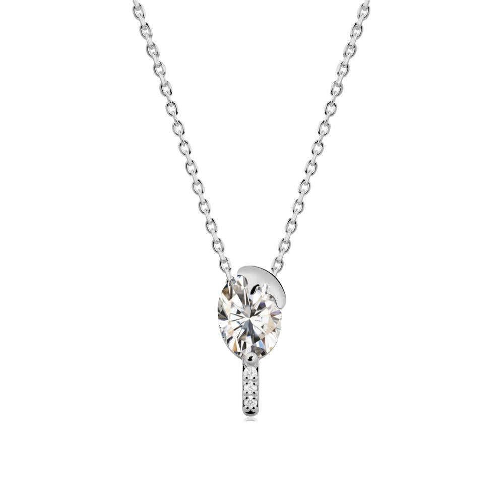 Unique Oval Moissanite Necklace - LUO Jewelry #metal_platinum