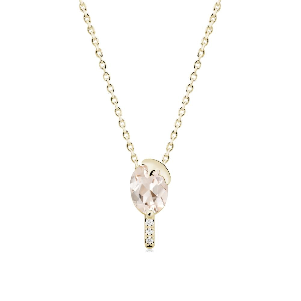 Unique Oval Morganite Necklace - LUO Jewelry #metal_14k yellow gold