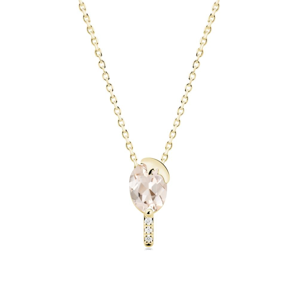 Unique Oval Morganite Necklace - LUO Jewelry #metal_18k yellow gold