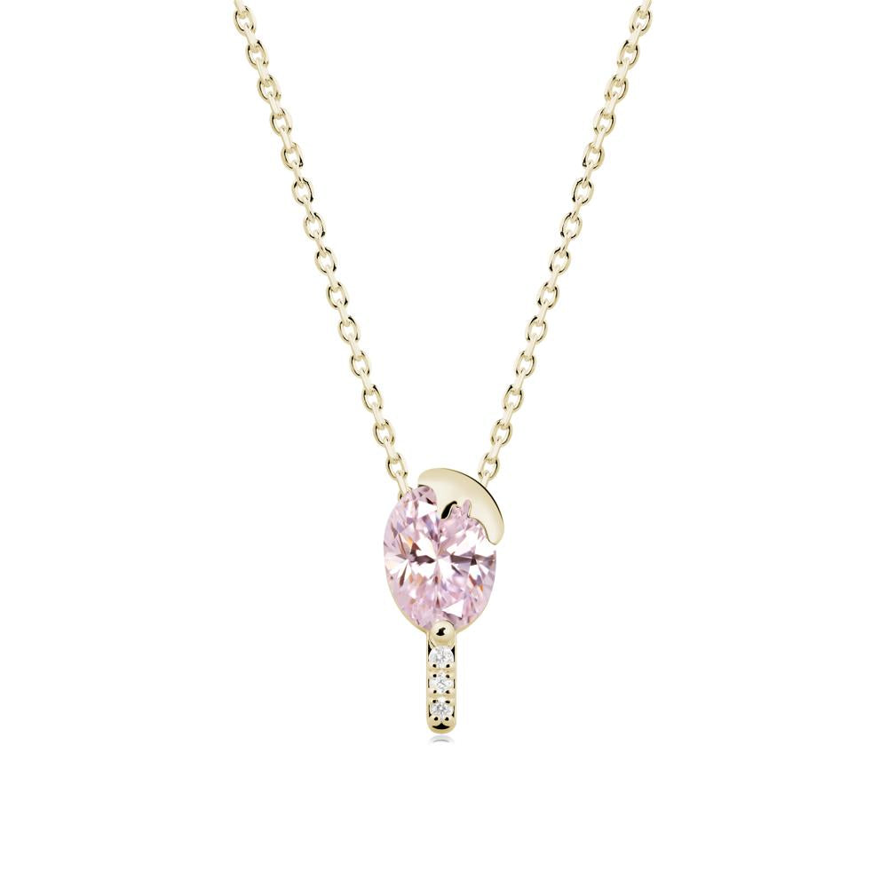 Popsicle Inspired Oval Pink Cubic Zirconia Pendant - LUO Jewelry #metal_14k yellow gold