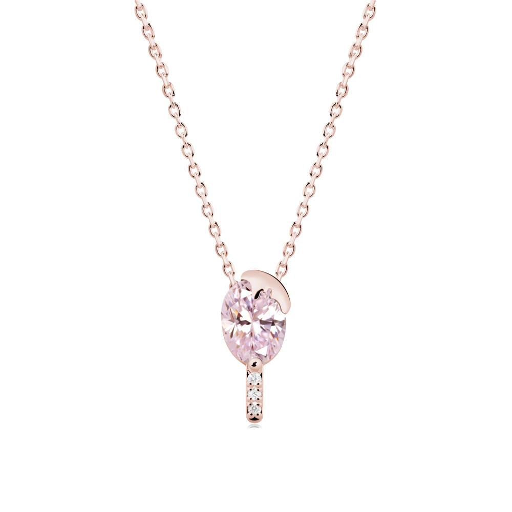 Popsicle Inspired Oval Pink Cubic Zirconia Pendant - LUO Jewelry #metal_18k rose gold