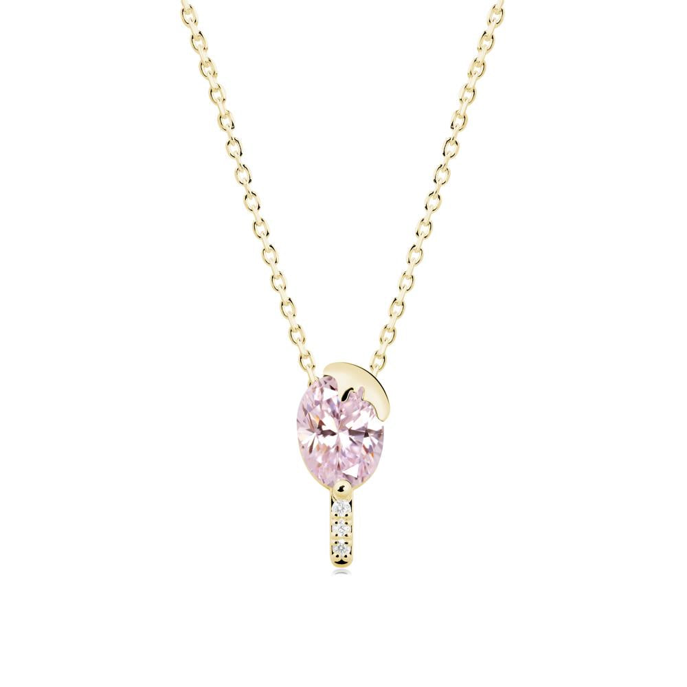 Popsicle Inspired Oval Pink Cubic Zirconia Pendant - LUO Jewelry #metal_18k yellow gold