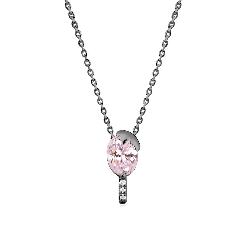 Popsicle Inspired Oval Pink Cubic Zirconia Pendant - LUO Jewelry #metal_black finish sterling silver