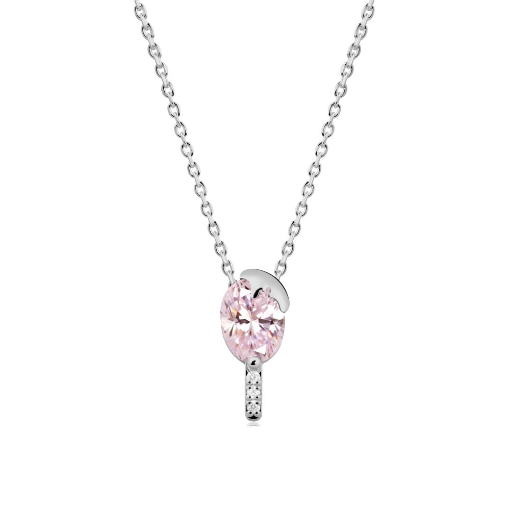 Popsicle Inspired Oval Pink Cubic Zirconia Pendant - LUO Jewelry #metal_platinum
