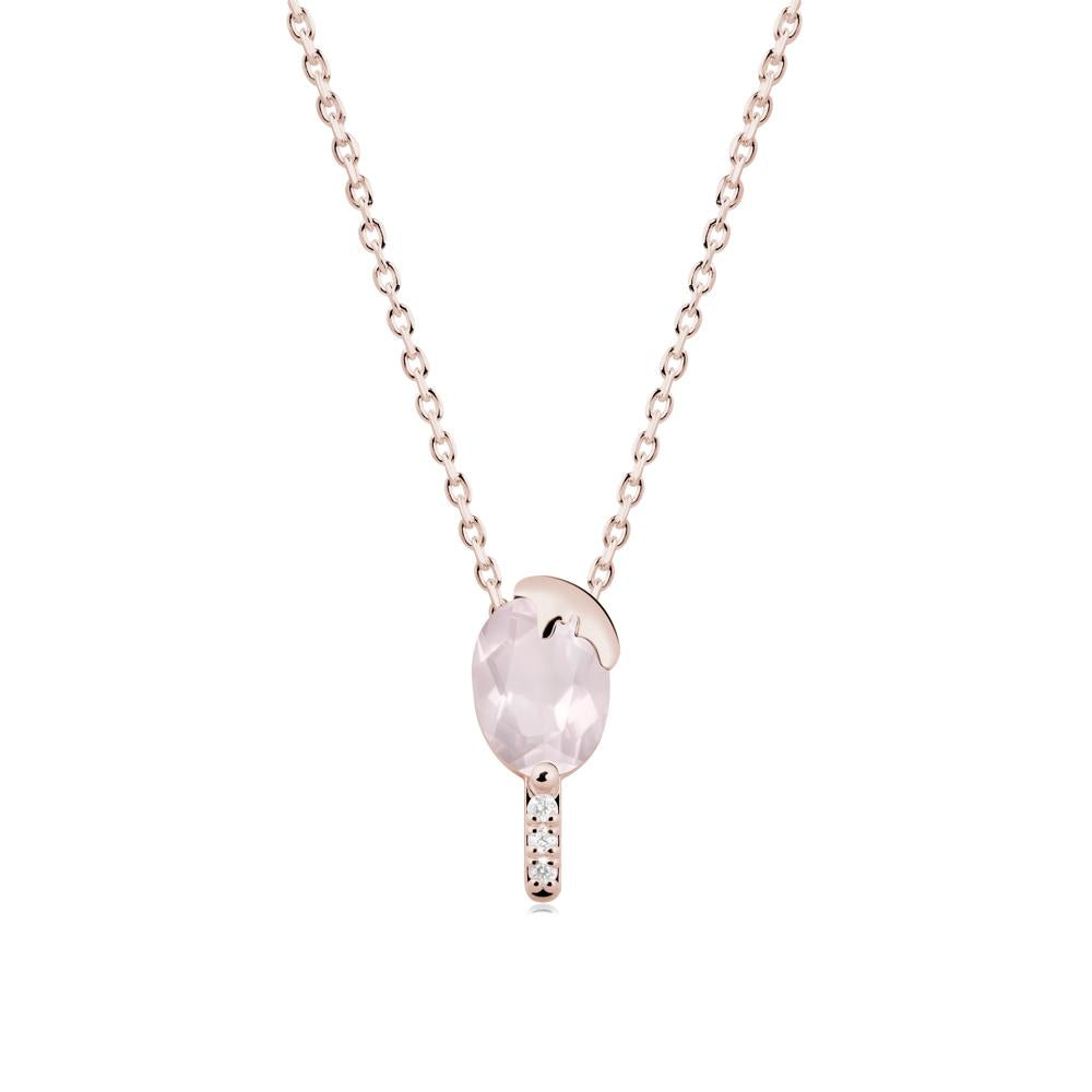 Popsicle Inspired Oval Rose Quartz Pendant - LUO Jewelry #metal_14k rose gold