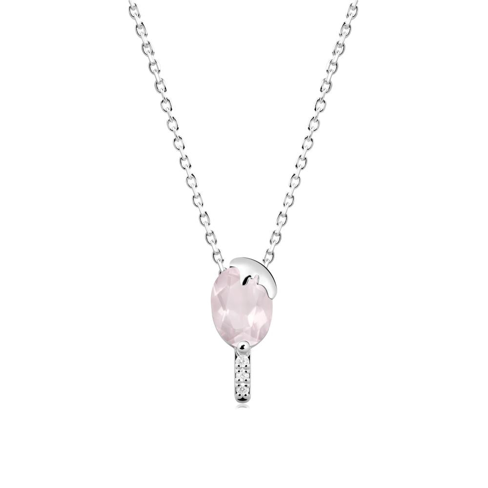 Popsicle Inspired Oval Rose Quartz Pendant - LUO Jewelry #metal_14k white gold
