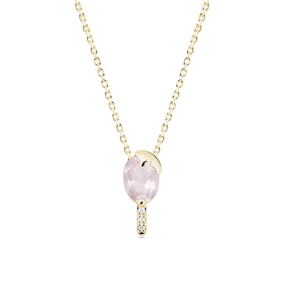 Popsicle Inspired Oval Rose Quartz Pendant - LUO Jewelry #metal_18k yellow gold