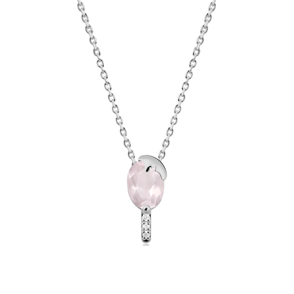 Popsicle Inspired Oval Rose Quartz Pendant - LUO Jewelry #metal_platinum