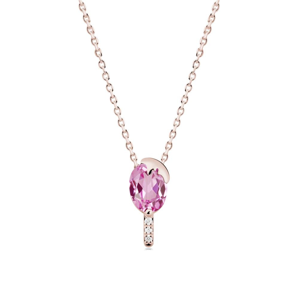 Unique Oval Pink Sapphire Necklace - LUO Jewelry #metal_14k rose gold
