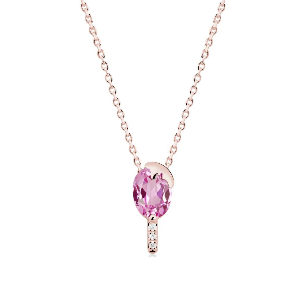 Unique Oval Pink Sapphire Necklace - LUO Jewelry #metal_18k rose gold