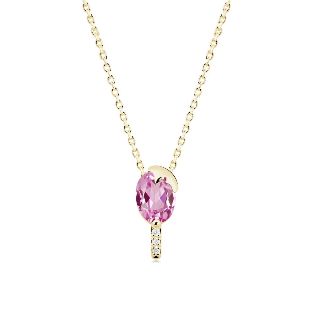 Unique Oval Pink Sapphire Necklace - LUO Jewelry #metal_18k yellow gold