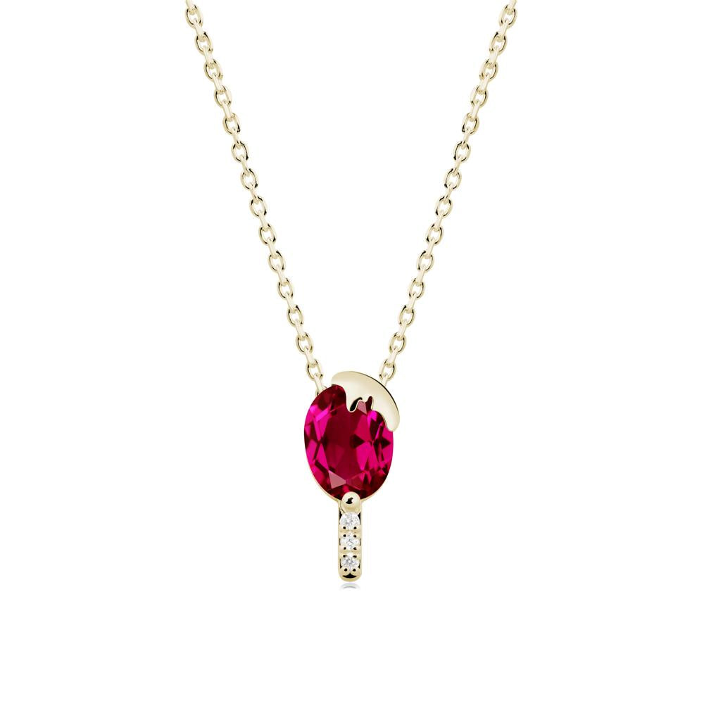 Popsicle Inspired Oval Ruby Pendant - LUO Jewelry #metal_14k yellow gold