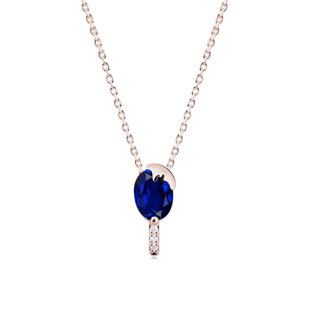 Unique Oval Sapphire Necklace - LUO Jewelry #metal_14k rose gold