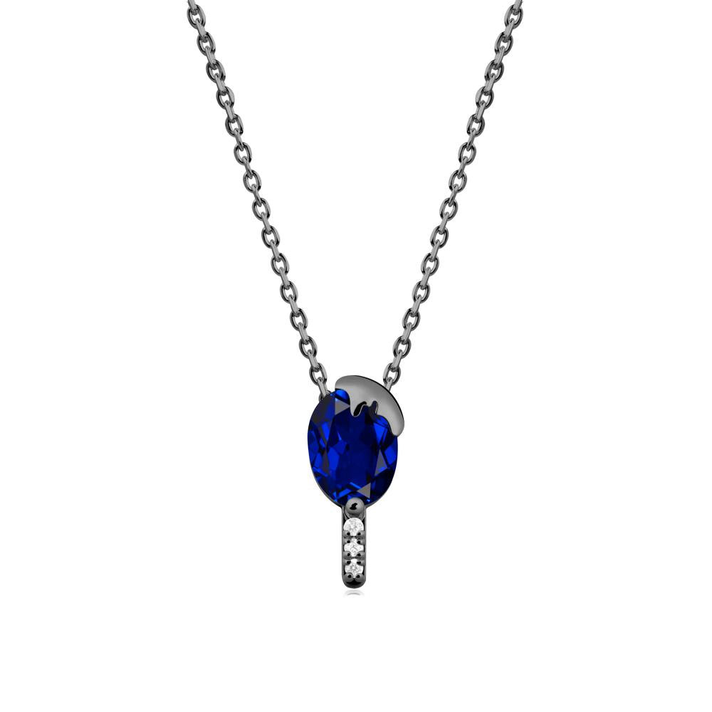 Unique Oval Sapphire Necklace - LUO Jewelry #metal_black finish sterling silver