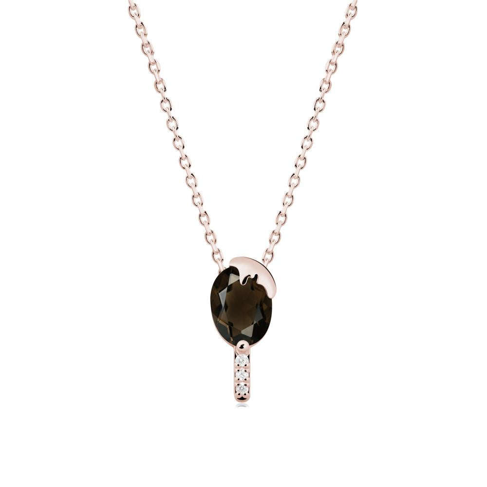 Popsicle Inspired Oval Smoky Quartz Pendant - LUO Jewelry #metal_14k rose gold