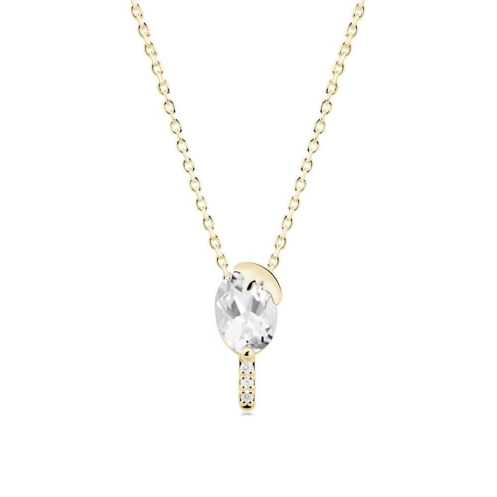 Unique Oval White Topaz Necklace - LUO Jewelry #metal_18k yellow gold