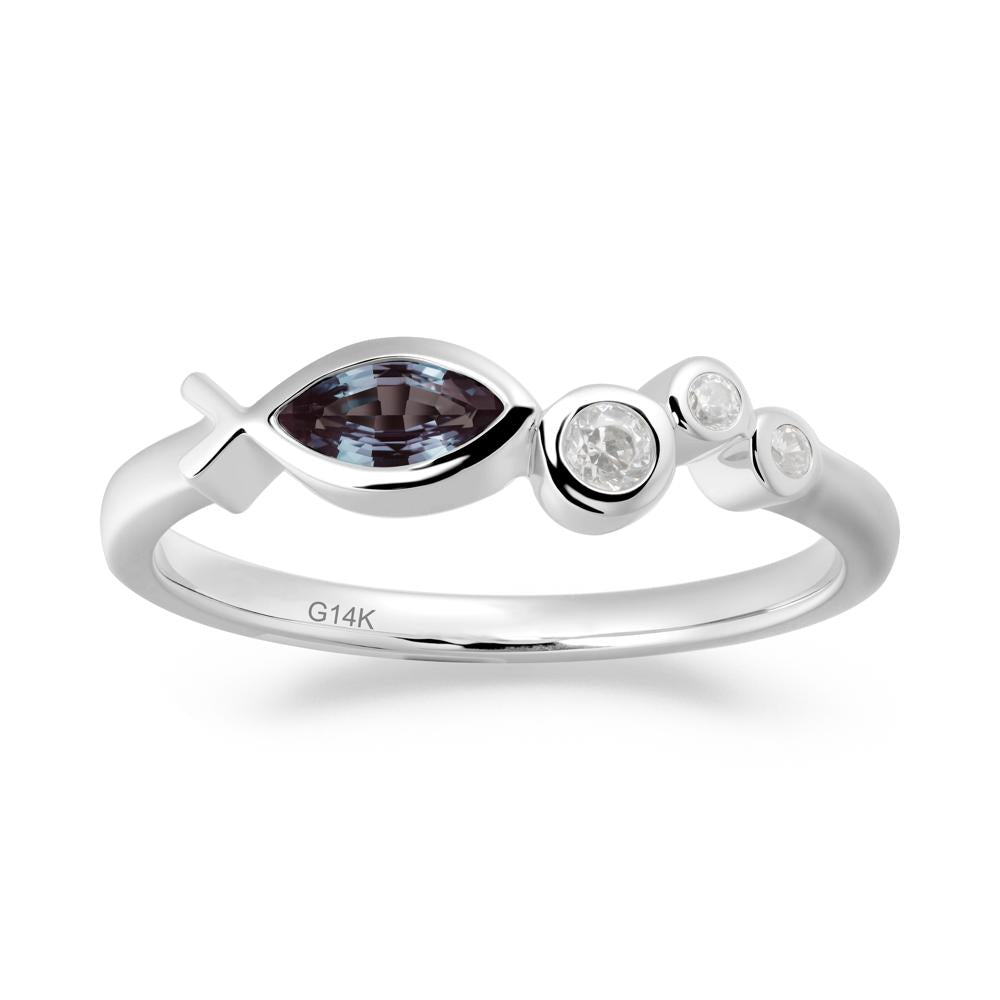 Fish Inspired Alexandrite Ring - LUO Jewelry #metal_14k white gold