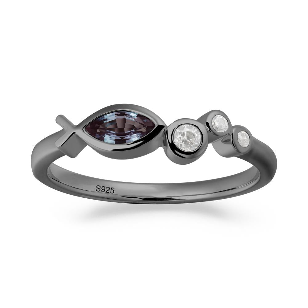 Fish Inspired Alexandrite Ring - LUO Jewelry #metal_black finish sterling silver