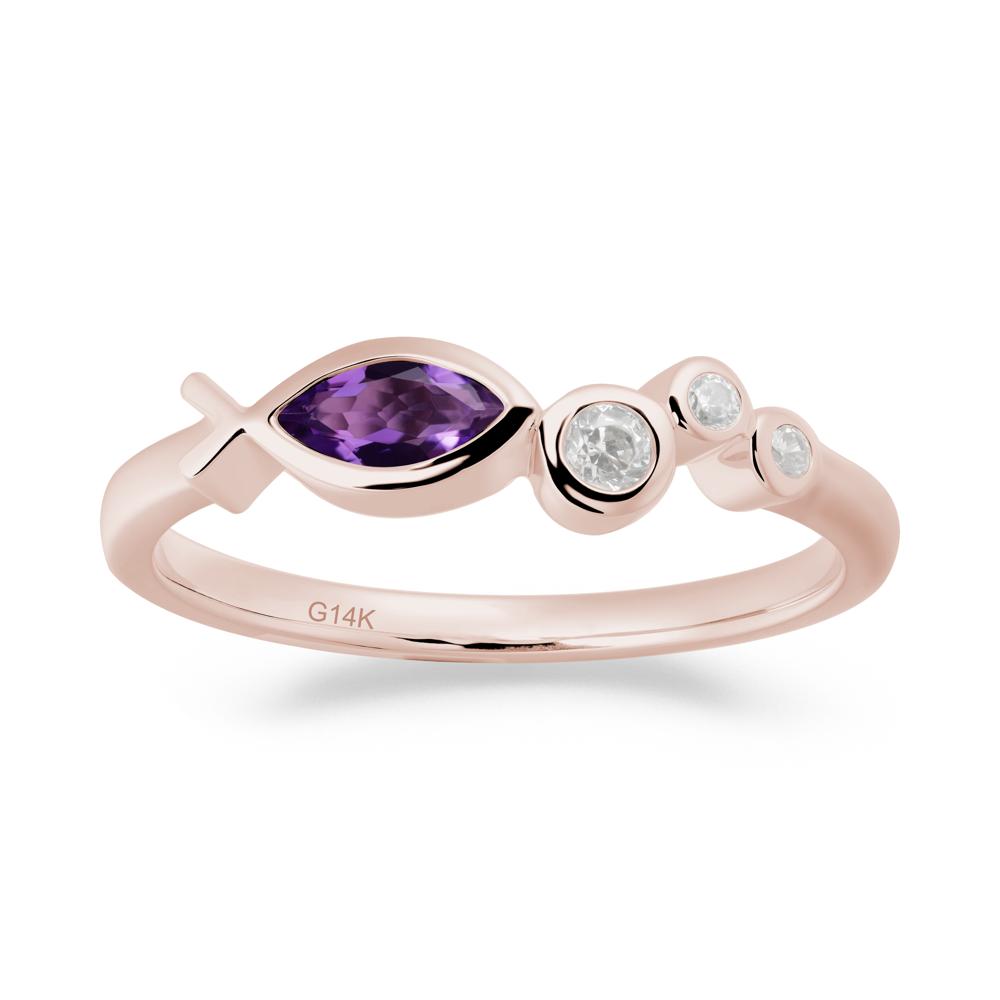 Marquise Amethyst Ichthys Ring - LUO Jewelry #metal_14k rose gold