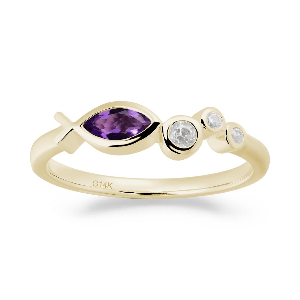Marquise Amethyst Ichthys Ring - LUO Jewelry #metal_14k yellow gold