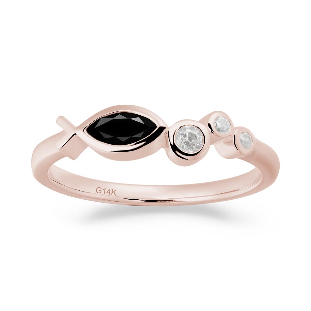 Marquise Black Spinel Ichthys Ring - LUO Jewelry #metal_14k rose gold