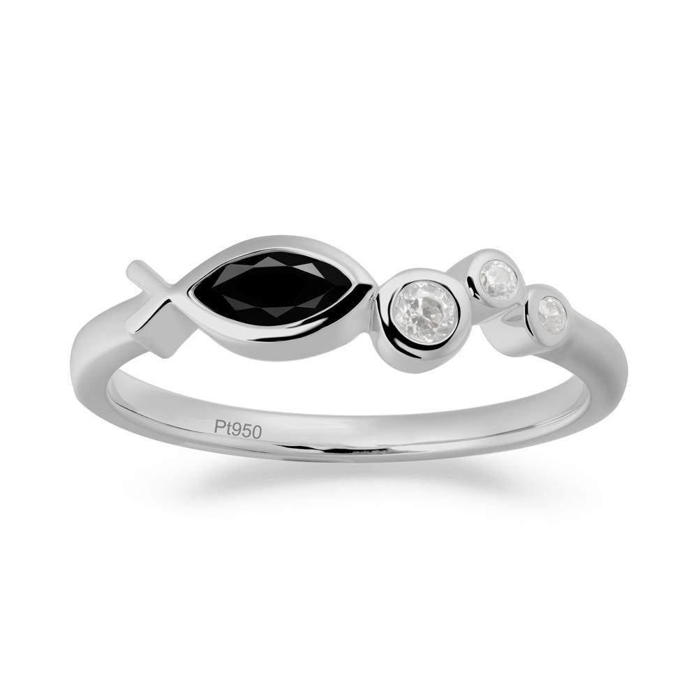 Marquise Black Spinel Ichthys Ring - LUO Jewelry #metal_platinum