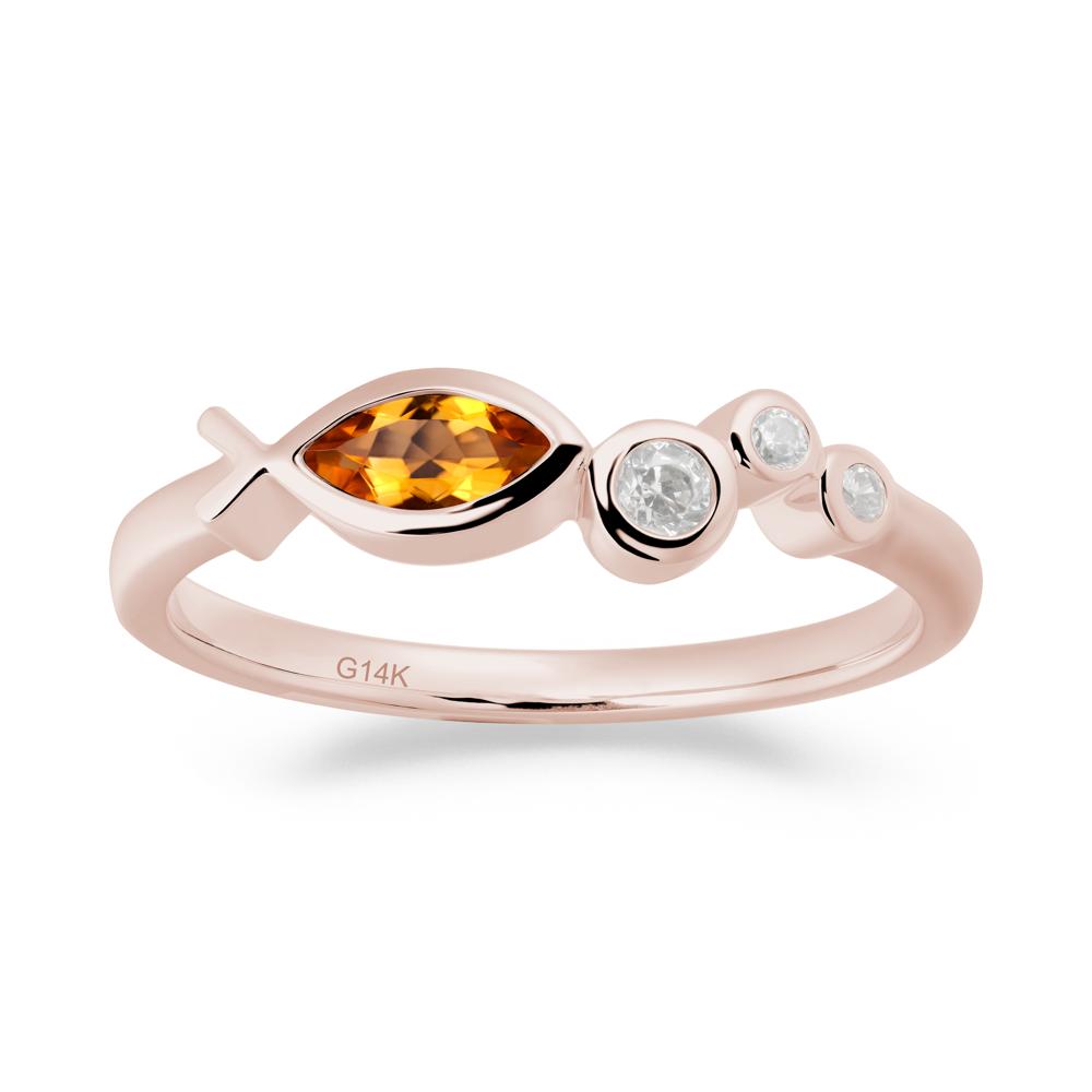 Marquise Citrine Ichthys Ring - LUO Jewelry #metal_14k rose gold