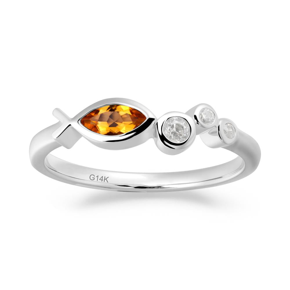 Marquise Citrine Ichthys Ring - LUO Jewelry #metal_14k white gold